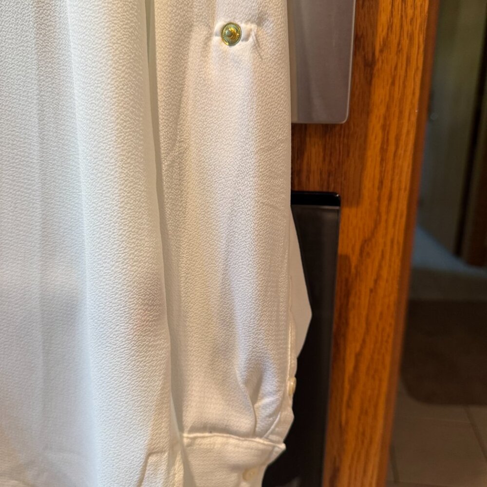 Soft Surroundings Zip Down Front Long Sleeve Blouse Cream L - Picture 3 of 7